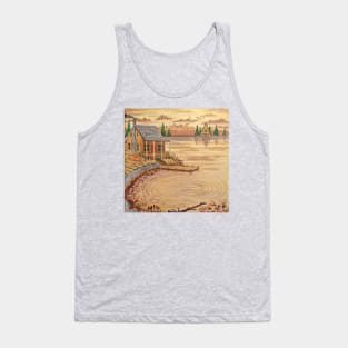 Cabin at the Lake in the Fall Season Tank Top